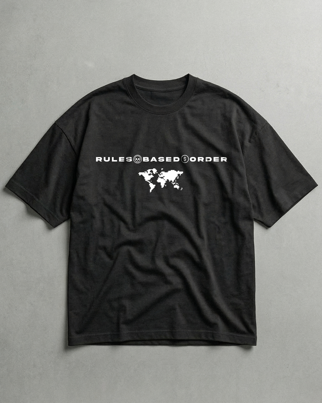 RULES BASED ORDER // 240GSM SYSTEM ARTIFACT Black // Unisex Oversized