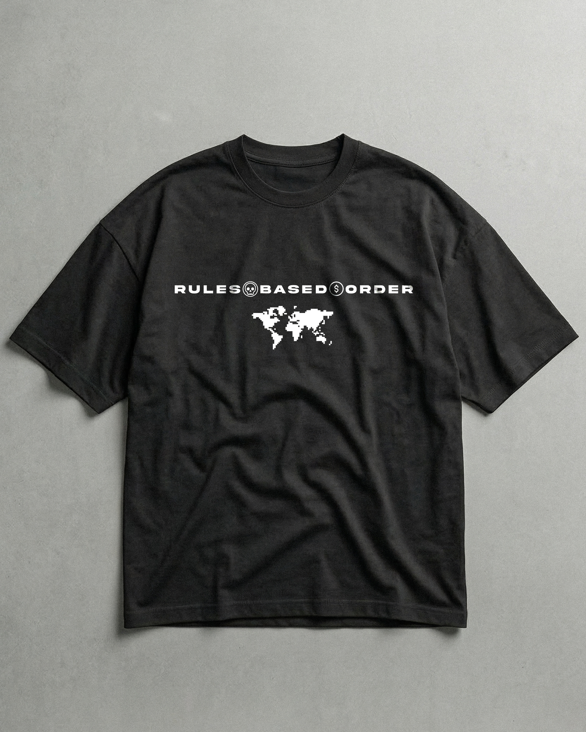 RULES BASED ORDER // 240GSM SYSTEM ARTIFACT Black // Unisex Oversized