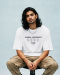 GLOBAL HEGEMONY // 240GSM SYSTEM ARTIFACT White // Unisex Oversized