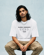 GLOBAL HEGEMONY // 240GSM SYSTEM ARTIFACT White // Unisex Oversized