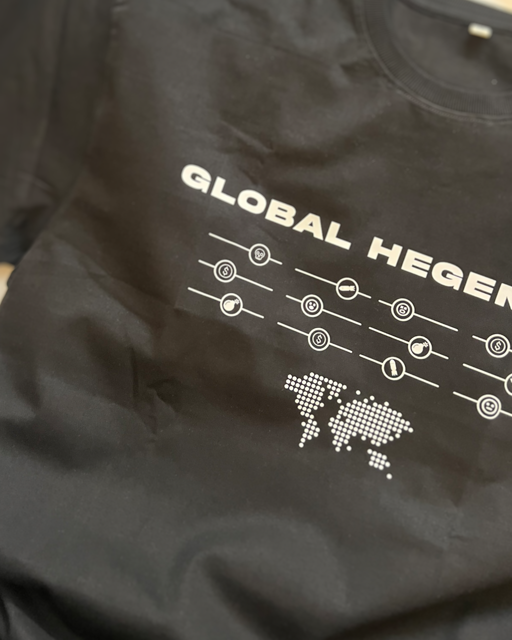GLOBAL HEGEMONY // 180GSM SYSTEM ARTIFACT Black // Unisex Oversized