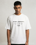 GLOBAL HEGEMONY // 180GSM SYSTEM ARTIFACT White // Unisex Oversized