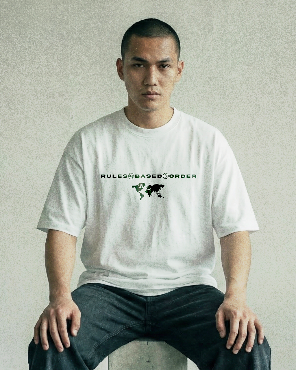 RULES BASED ORDER // 240GSM SYSTEM ARTIFACT White // Unisex Oversized