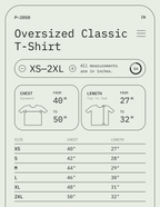 Size chart – Oversized Classic T-Shirt